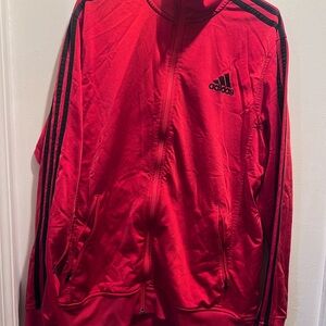 adidas Red Track Jacket with Black Stripe Detail